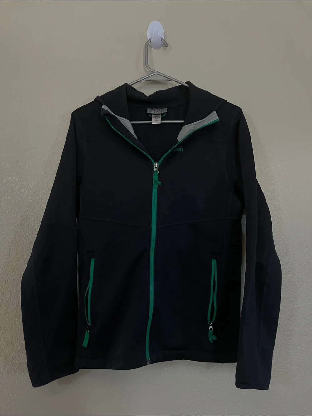REÍ Kids Black Hooded Jacket with Teal Zippers
